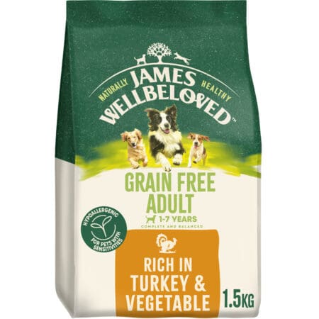James Wellbeloved Grain Free Adult Turkey & Vegetable Dog Food 1.5kg