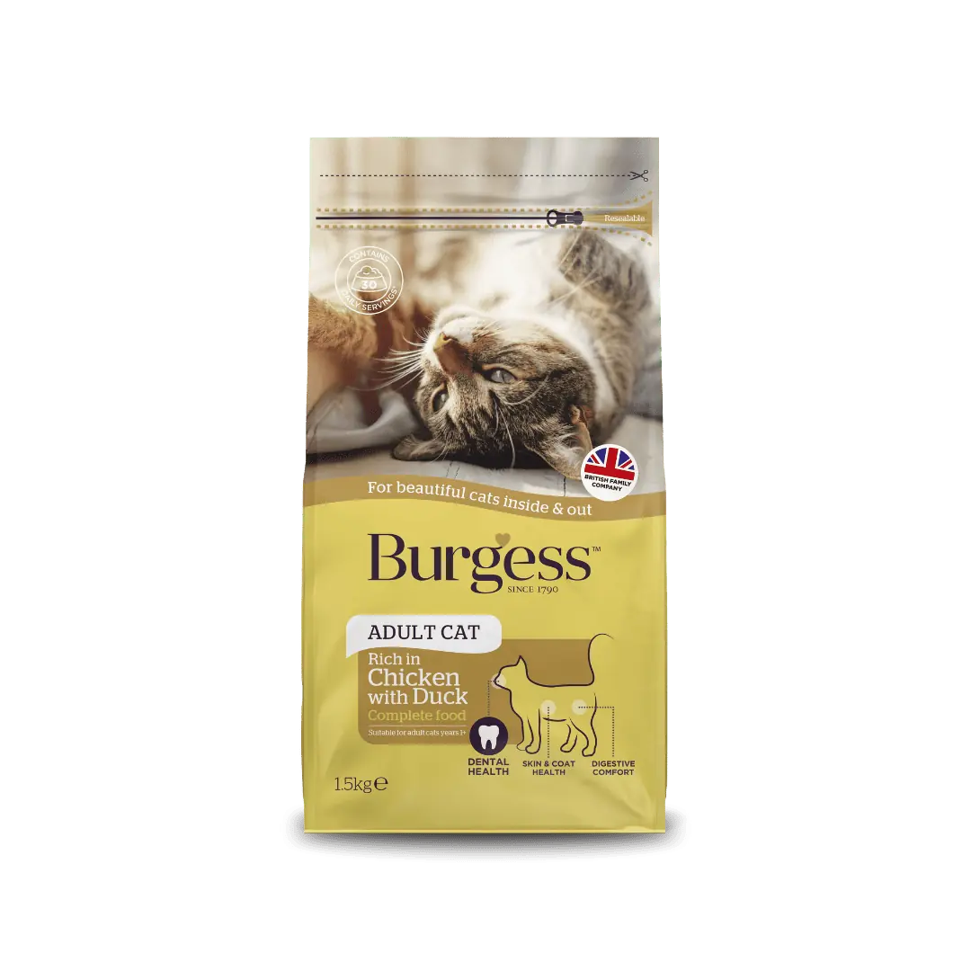 Burgess Dry Cat Food for Adult Cats (Chicken with Duck) 1.5kg