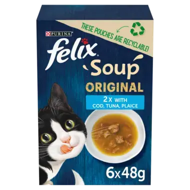 Felix Soup Tender Strips 6 x 48g Pouches (Multiple Varieties)
