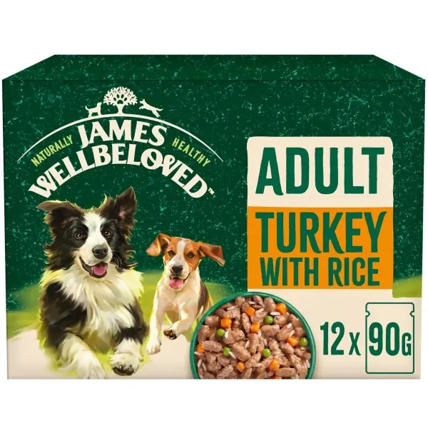 James Wellbeloved Adult Dog Food Pouches (Turkey with Rice & Vegetables)