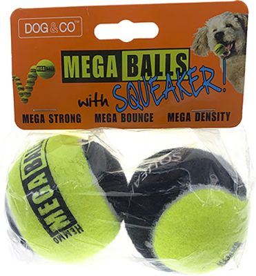 Hem & Boo Mega Balls Squeaker Tennis Ball 2pk for Dogs