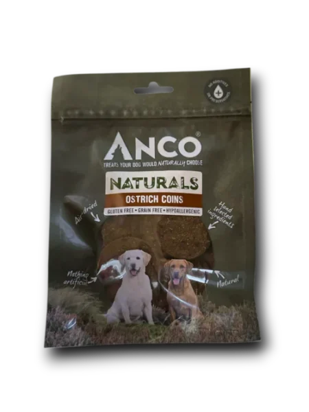 Anco Ostrich Coins Natural Dog Treats
