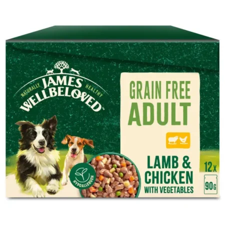 James Wellbeloved Grain Free Adult Dog Food Pouches (Lamb & Chicken)