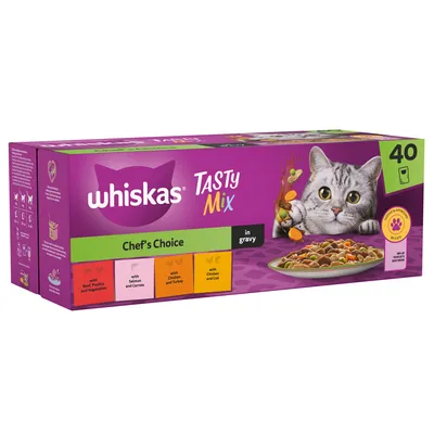 Whiskas Adult Cat Wet Food 40 x 85g Pouches (Multiple Varieties)
