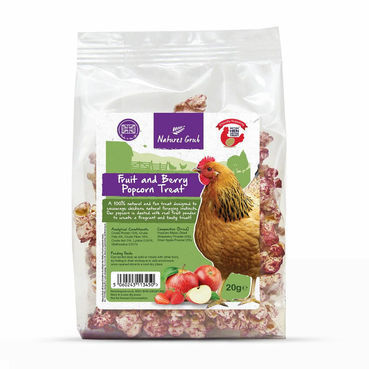 Nature's Grub Fruit & Berry Popcorn Treat for Chickens